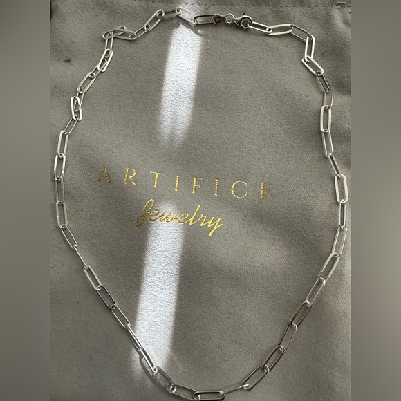 Sterling Silver Paperclip Necklace 17.5” length adjustable - Picture 3 of 4